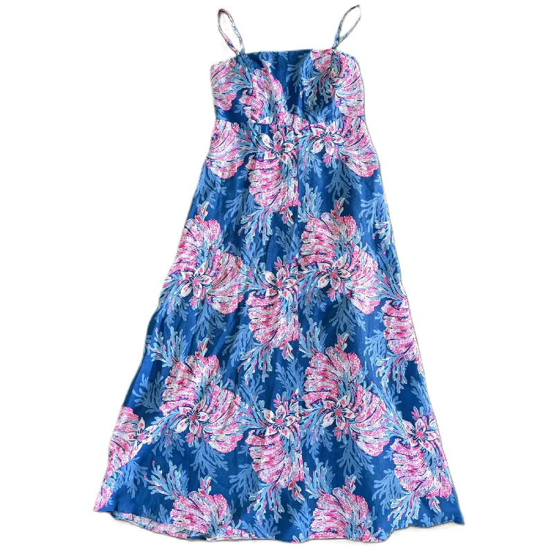 Dress Designer By Lilly Pulitzer In Blue & Pink, Size: 4 Tiered unclassified dresses