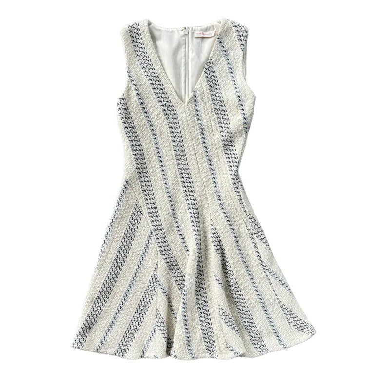 Dress Designer By Tory Burch In Blue & White, Size: Xs Bold pattern unclassified dresses