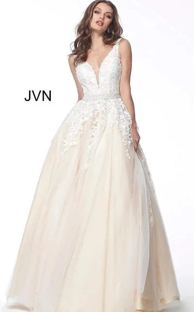 Jovani -JVN68258 Embellished Belt Prom Ball Gown Minimalist unclassified dresses