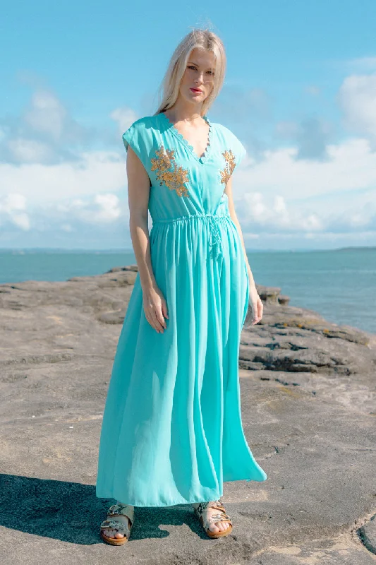 Gia Teal V-Neck Dress Cocktail unclassified dresses