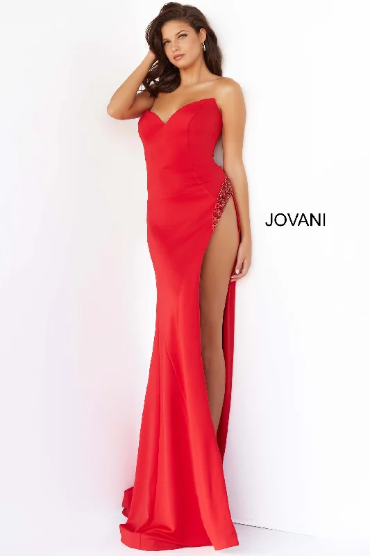 High Slit Couture Prom Dress By Jovani -07138 Polka dot unclassified dresses