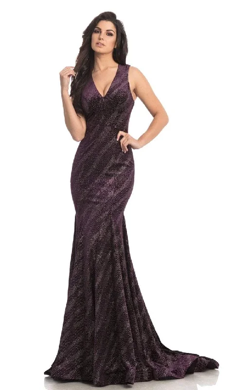 Johnathan Kayne - Plunging V-Neck Mermaid Gown 8229SC Earthy tone unclassified dresses