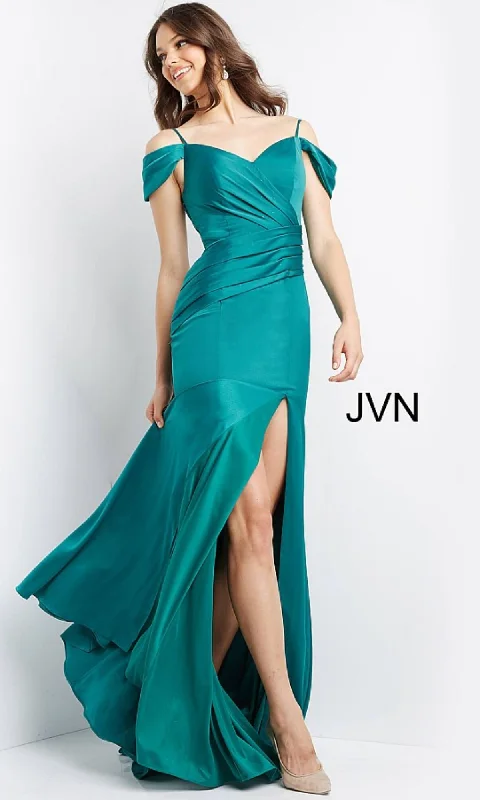 JVN by Jovani Pleated Satin Prom Dress JVN08414 Y2K unclassified dresses