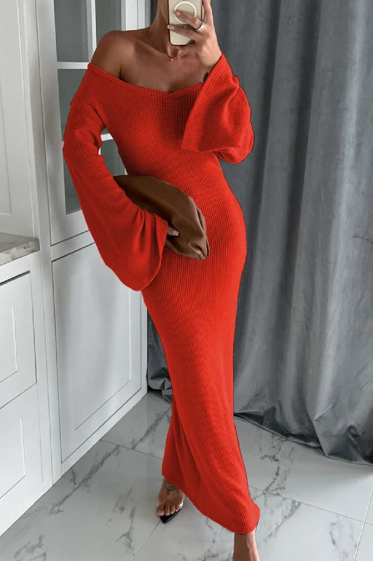 Knitted Bell Sleeve Mermaid Dress Corset unclassified dresses