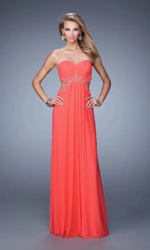 Strapless Cut-Out La Femme Jersey Prom Dress 20826 Ruched unclassified dresses