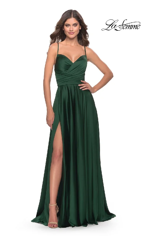 La Femme Open-Back A-Line Designer Prom Dress 31233 Ruched unclassified dresses