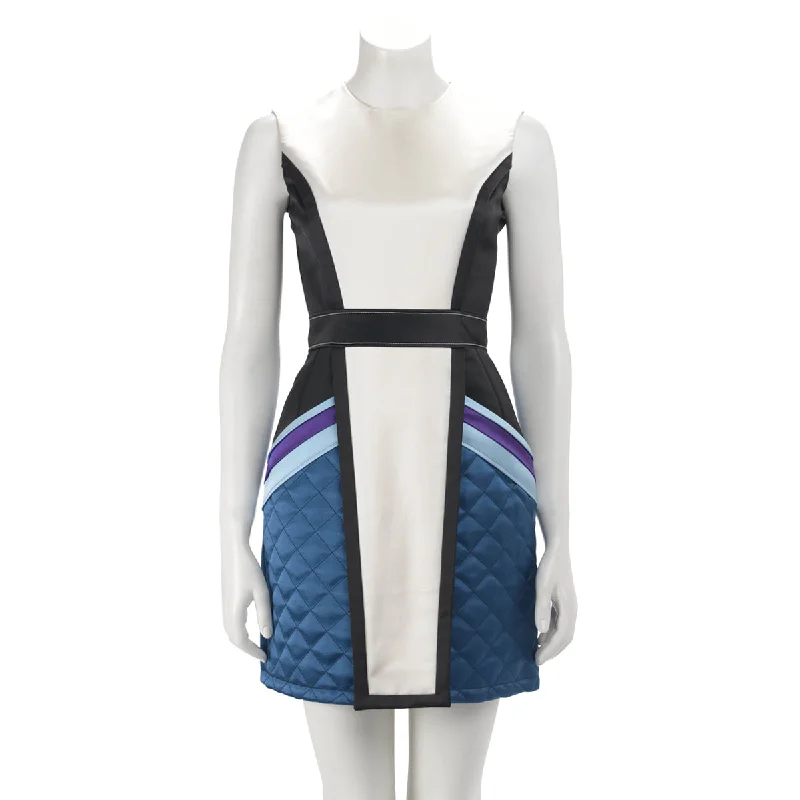 Louis Vuitton Blue Satin Graphic Quilted Dress FR 34 Short unclassified dresses