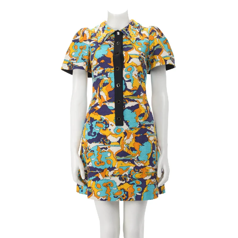 Louis Vuitton Yellow Jacquard Abstract A-Line Dress FR 36 Petite unclassified dresses