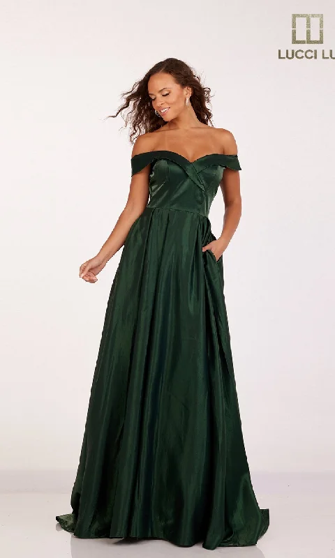 Off-the-Shoulder Satin Prom Dress: Lucci Lu 28063 One-shoulder unclassified dresses