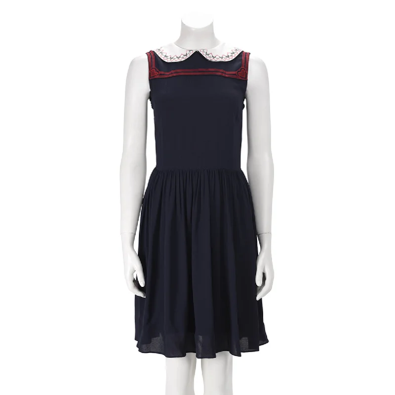 Miu Miu Navy Embroidered Dress IT 36 Graduation unclassified dresses