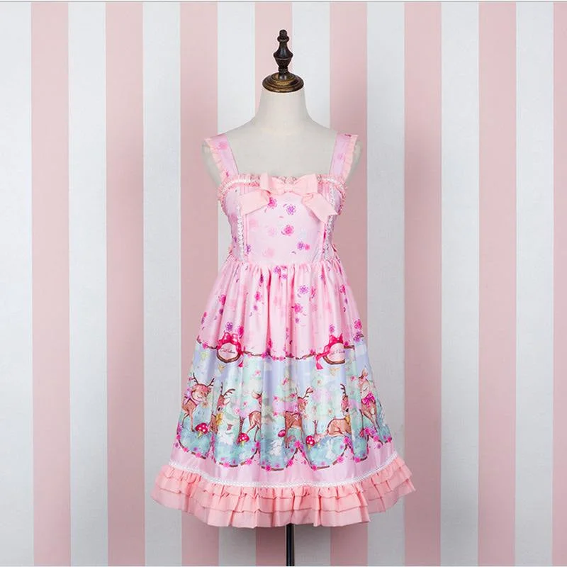 Pink Baby Deer Dress Vacation unclassified dresses