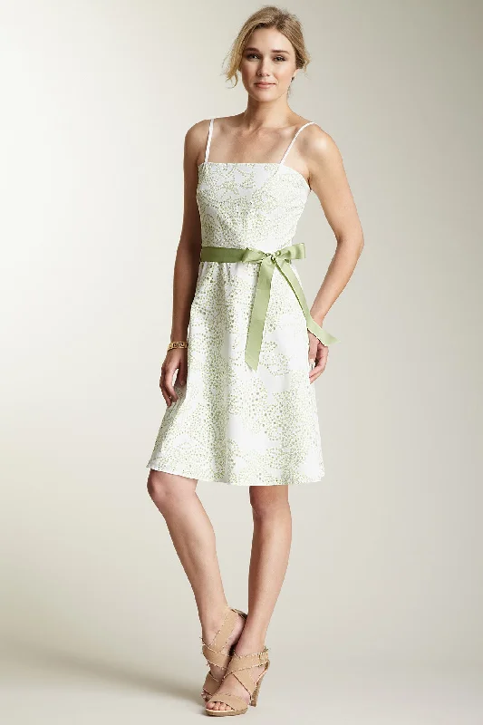 Spaghetti Dress - Green Eyelet Floral unclassified dresses