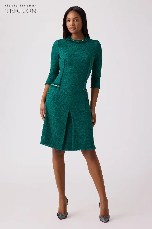 Stretch Boucle With Jewel Trim Petite unclassified dresses