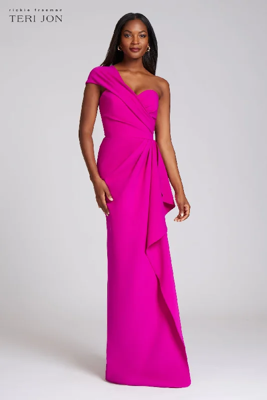 Stretch Crepe Side Drape Gown One-shoulder unclassified dresses