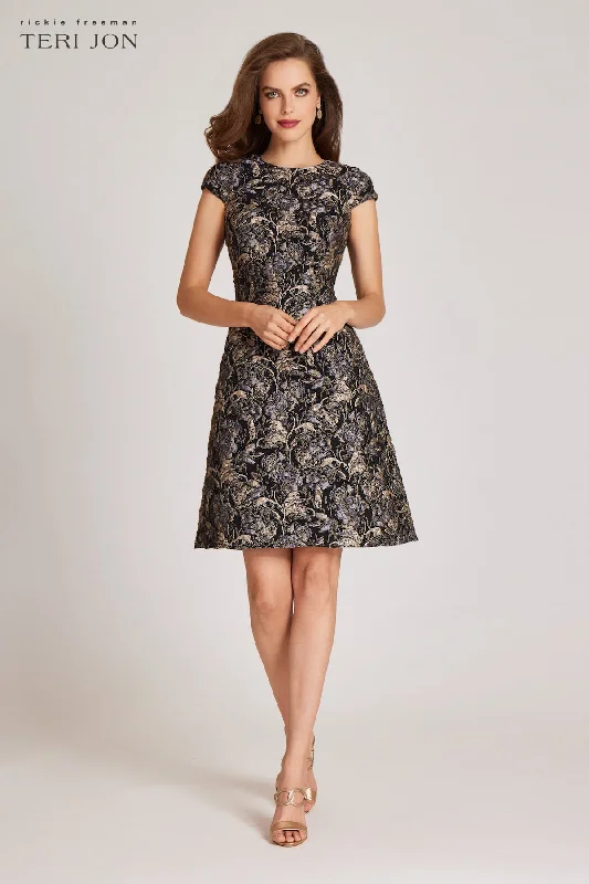 Textured Jacquard Fit And Flare Dress Anniversary unclassified dresses