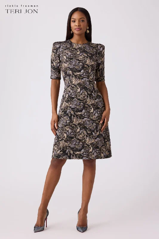 Textured Jacquard Fit And Flare Dress Plus size unclassified dresses