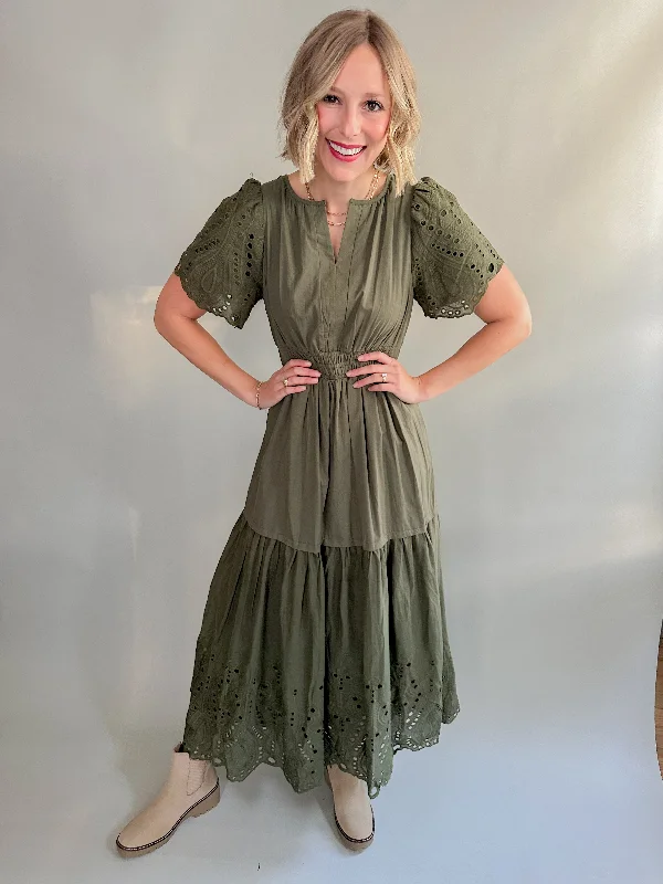 The Farren Eyelet Dress (Olive) Beach unclassified dresses