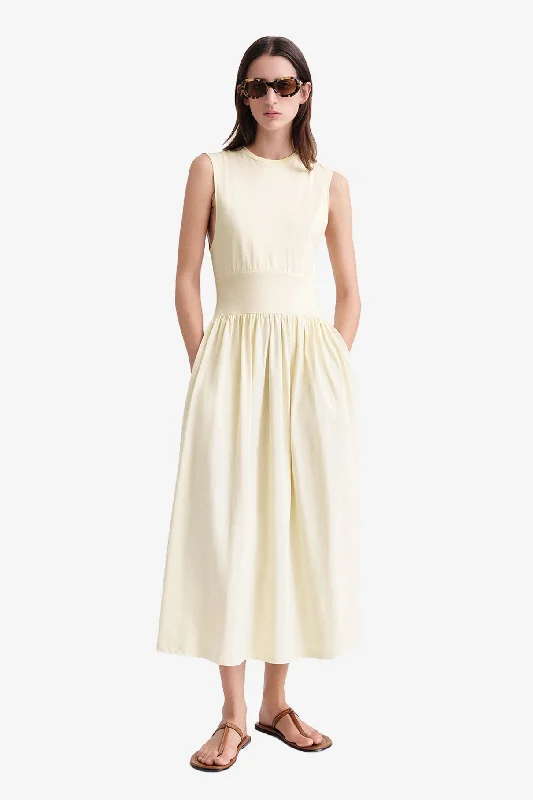 Sleeveless Cotton Tee Dress - Vanilla Bright color unclassified dresses