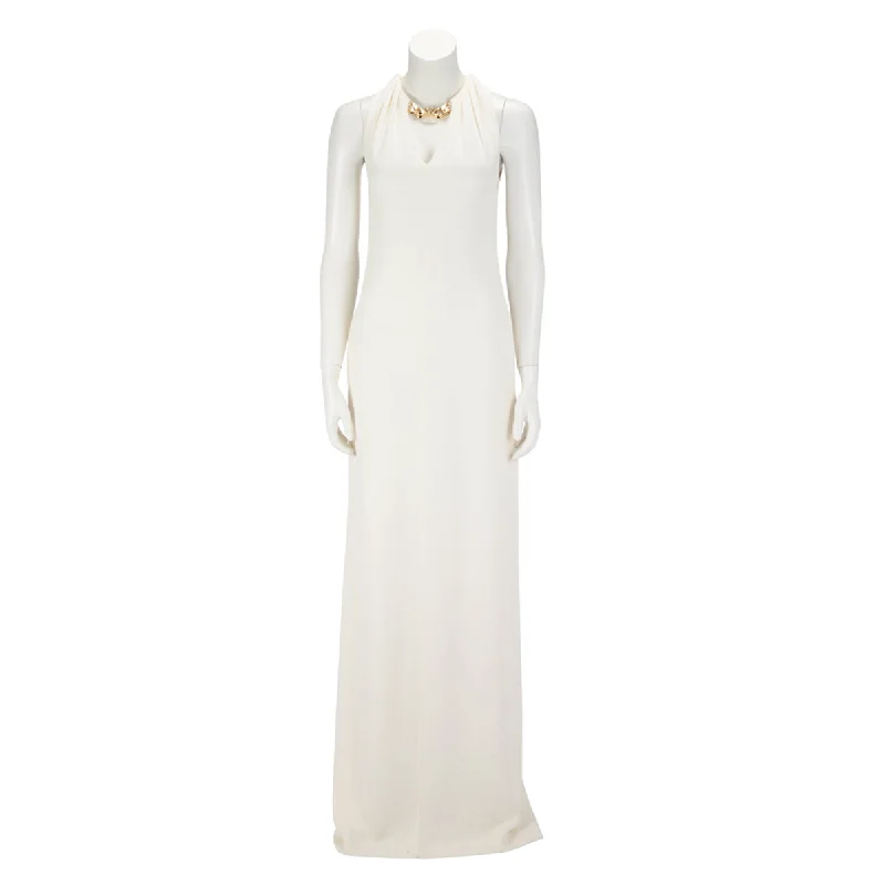 Valentino Ivory Silk Crepe Cady Couture Chain Gown IT 40 Casual unclassified dresses