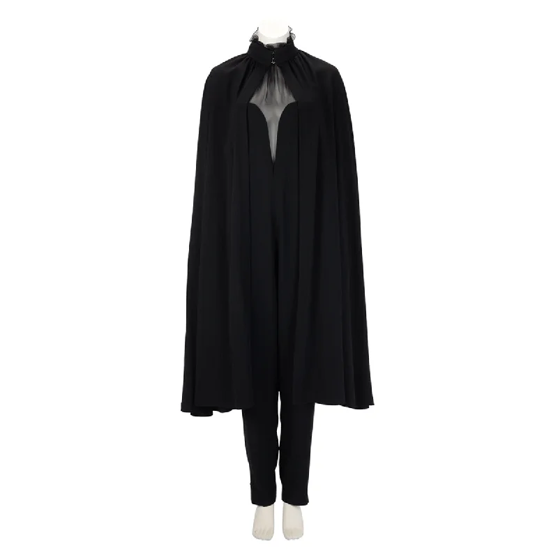 Yves Saint Laurent Black Crepe Halter Neck Jumpsuit + Cape FR 42 Beach unclassified dresses