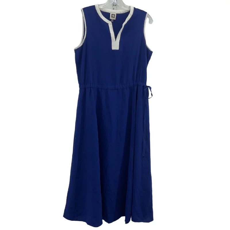 Anne Klein Blue & White Women's Cinched Waist Sheath Dress, Long, Polyester, S Maxi Skirt Classic Anne Klein Blue & White Women's Cinched Waist Sheath Dress, Long, Polyester, S Maxi Skirt Classic
