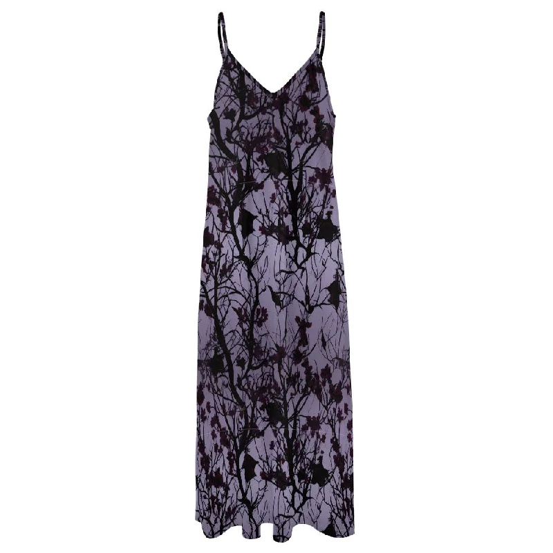 Gothic Purple Forest Sling Ankle Long Dress Velvet Maxi Skirt