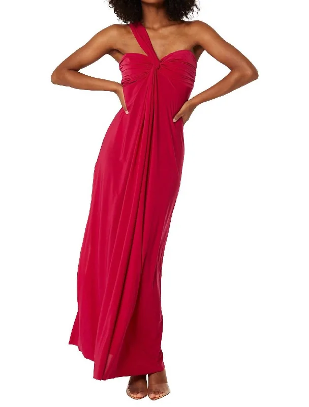 Thora Halter Maxi Dress In Fuschia Front Pocket Maxi
