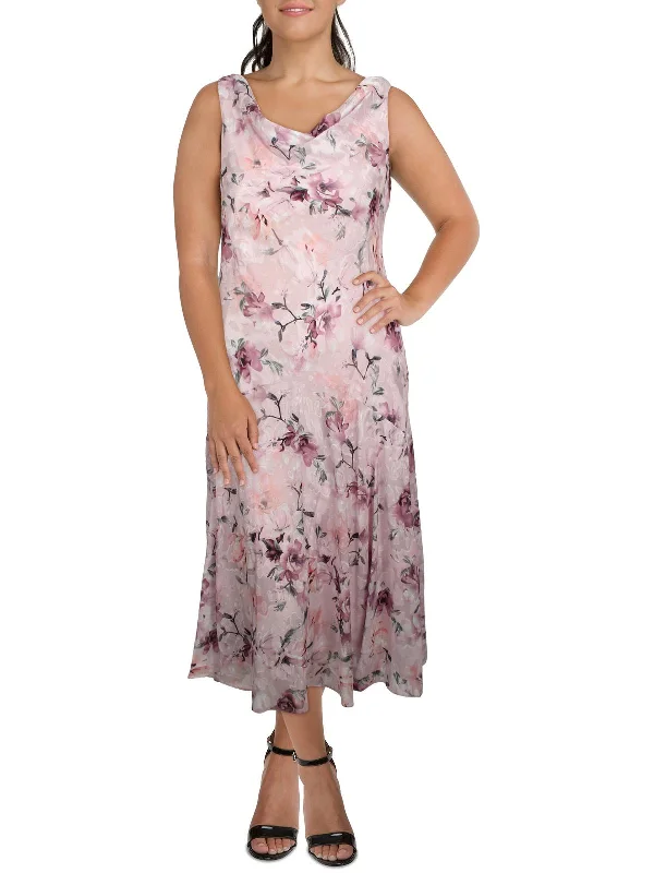 Womens Floral Print Maxi Evening Dress Flowing Maxi Skirt