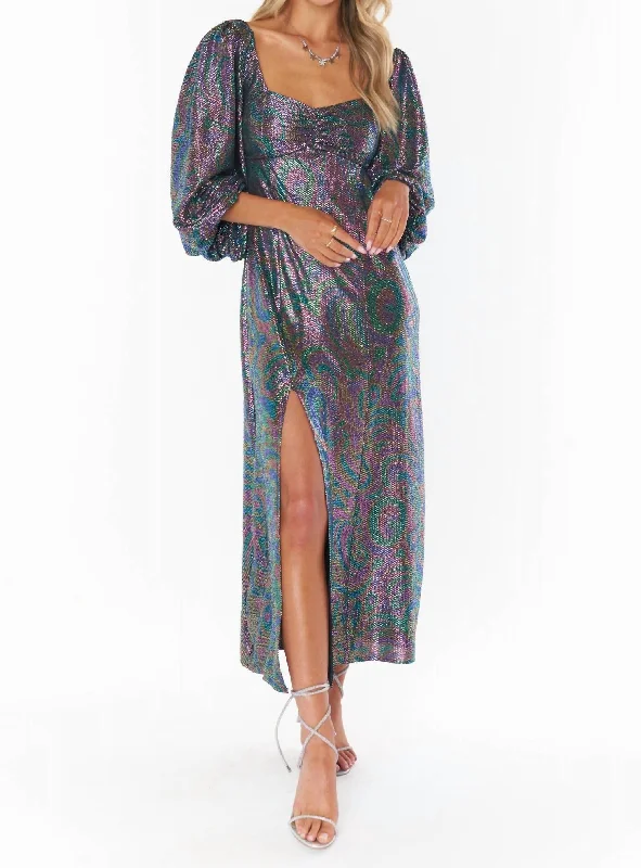 Sydney Midi Dress In Black Cosmo Confetti Structured Midi Skirt