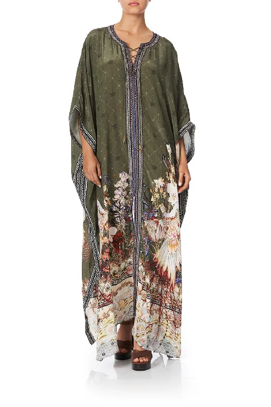 LONG LACE UP KAFTAN WITH EYELETS WATCHFUL WINGS Lace Dress Day